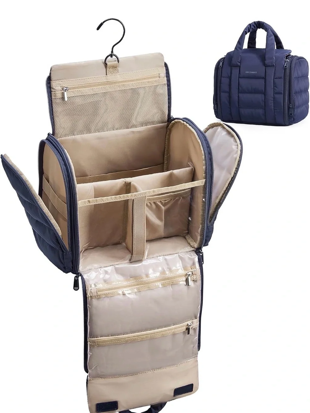 NWT Bagsmart Navy Travel Organizer Toiletry Cosmetics Bag Medium